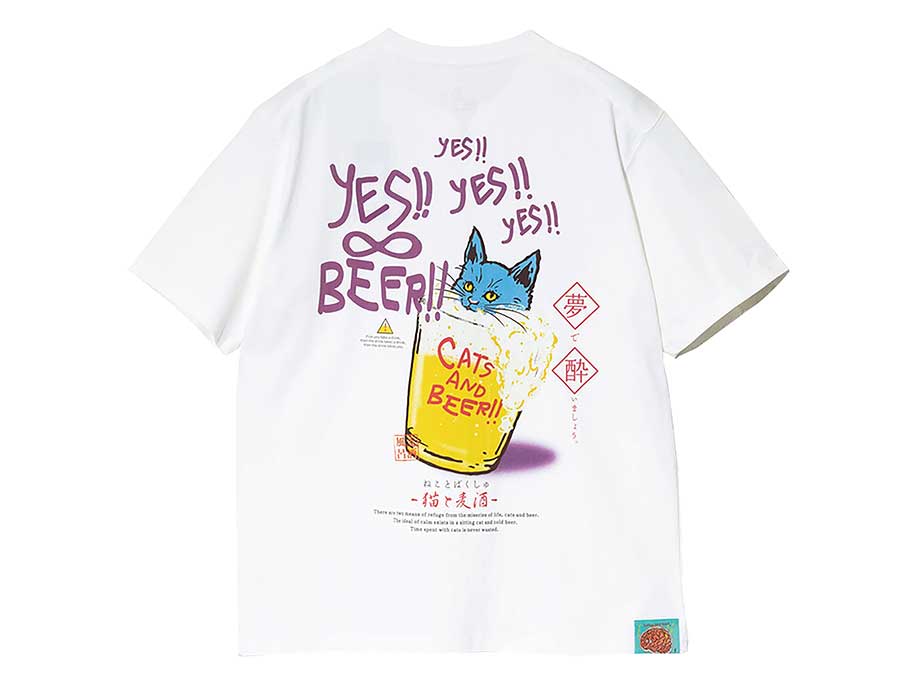 RAY綿　猫と麦酒TEE 〜麦酒風呂2〜