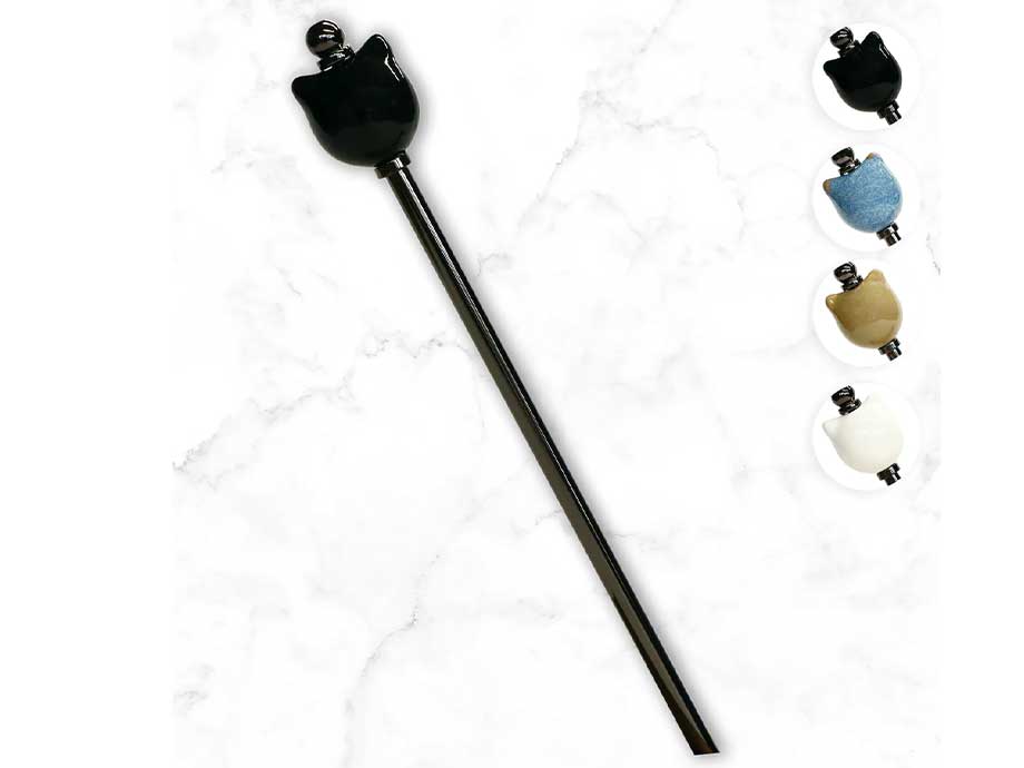 猫型陶器玉かんざし（4色展開）