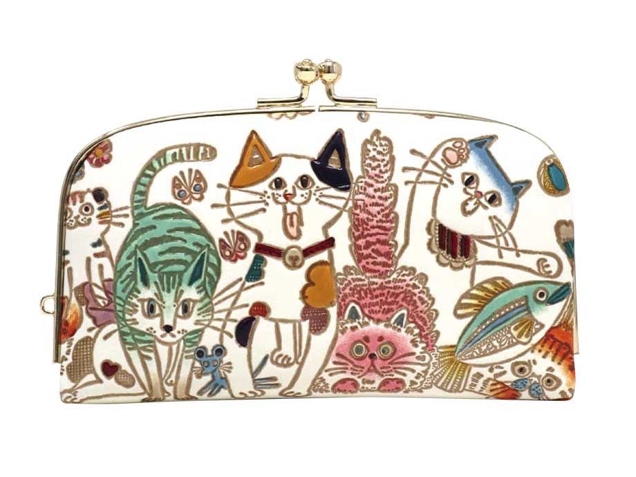 ネコ集合 天溝がま口